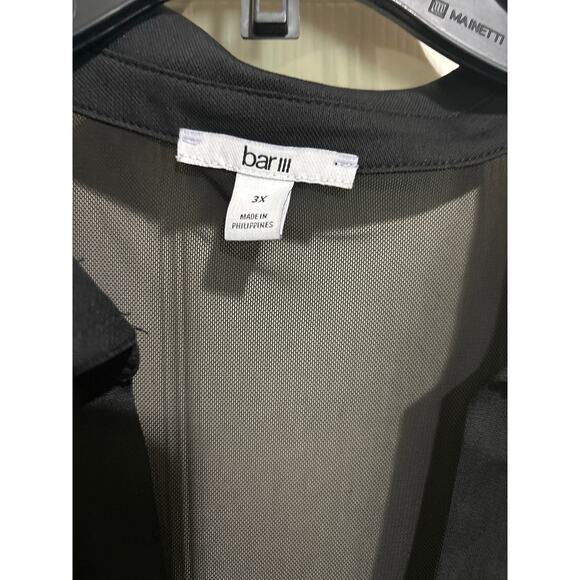 Bar III Long Sleeve Mesh Ruched Button Down Dress 3XL - Picture 4 of 4